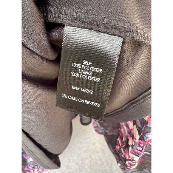 Torrid 2X 18/20 Midi Chiffon Pleated Dress Black Floral Pink Pockets V Neck - Picture 12 of 13